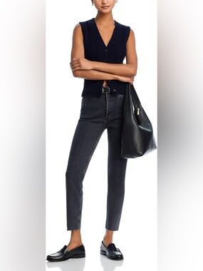 RE/DONE 90S HIGH RISE ANKLE CROP STONED NOIR 25 $265 NEW WITH TAGS